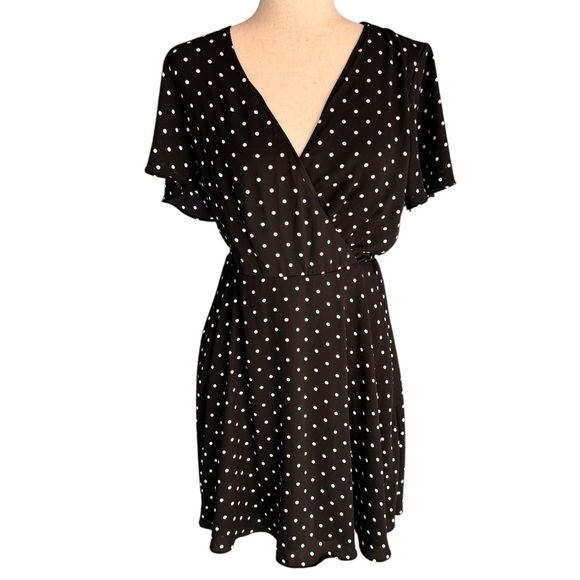 Express Polka Dot Black Dress - Picture 2 of 8
